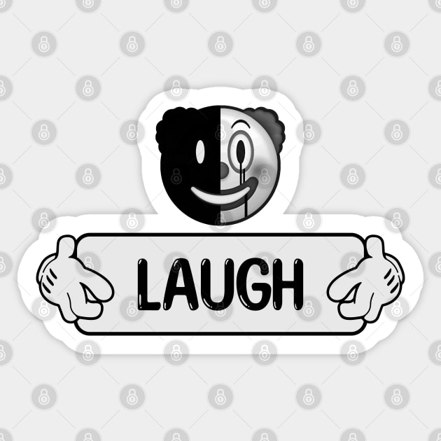 Creepy clown emoji - LAUGH - Black - Clown World Series - 1B Sticker by FOGSJ
